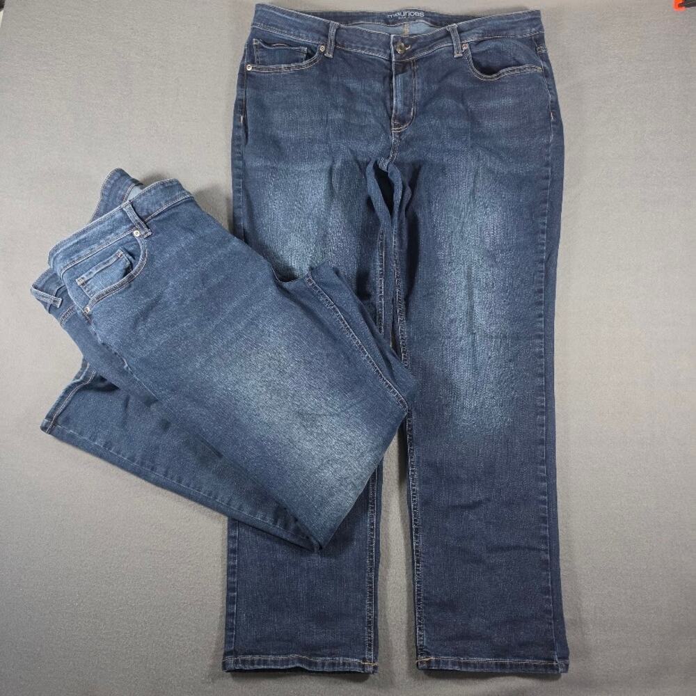 Lot of 2 Maurices Women's 22W Reg Mid Rise Straight Leg Denim Jeans Stretch
